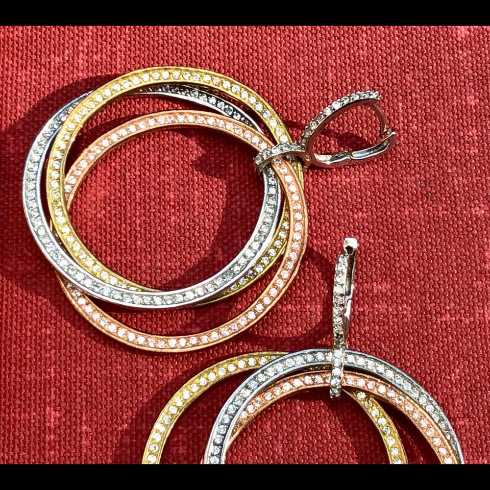 ~SALE~Multi hoop crystal studded pierced earrings.